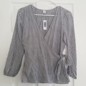 Old Navy Striped Peplum Wrap Blouse
